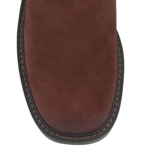 Vince Cameo Chocolate Suede Square Toe Ankle Boots Block Heel - Picture 5 of 5